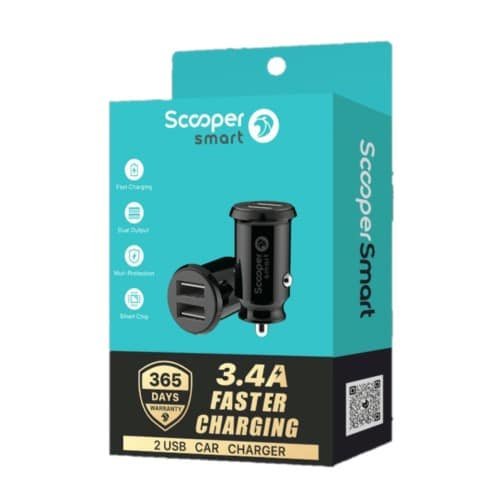 Scooper Smart SCC-01M 2 USB Car Charger (With Cable)