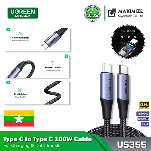 UGREEN USB-C 3.1 Gen2 Male To Male 5A Data Cable