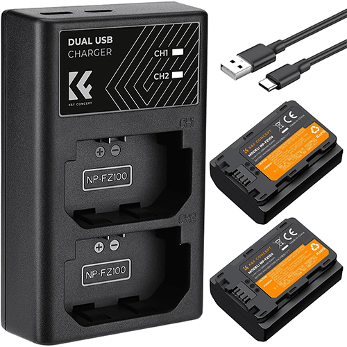 K&F Concept NP-FZ100 Battery Charger Set for Sony Alpha
