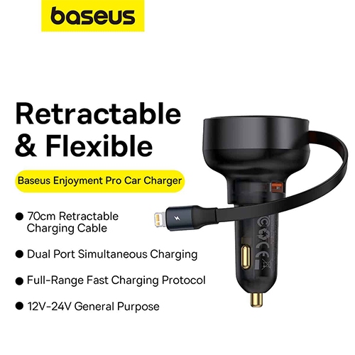 Baseus Enjoyment Pro Car-Charger U+Retractable Cable-55W